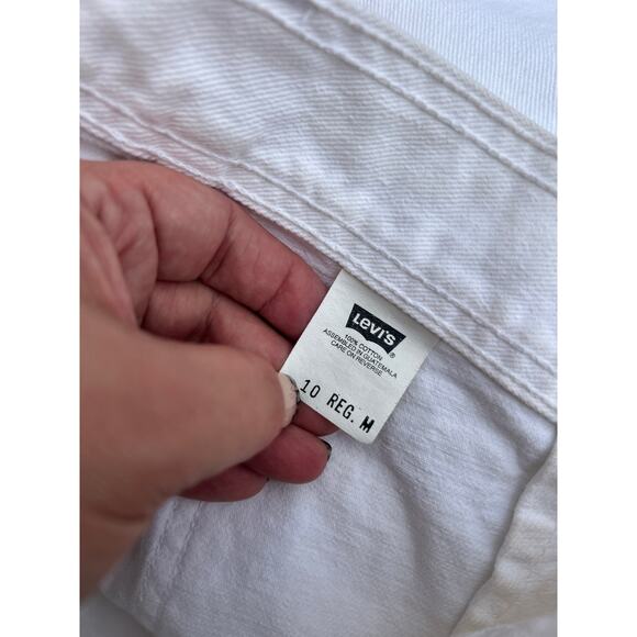 Vintage Levi's L2 White‎ High Waisted Wide Leg Jeans Double Button Zip Fly Sz 10 - Picture 10 of 11